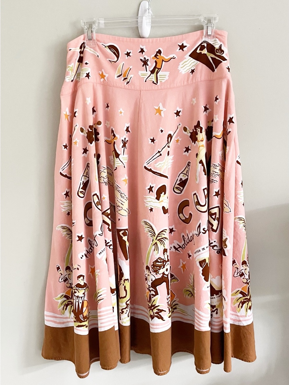 Tommy Bahama peachy pink retro Cuba skater skirt